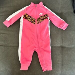 Nike Kids Pink and White One Piece with Leopard Accent